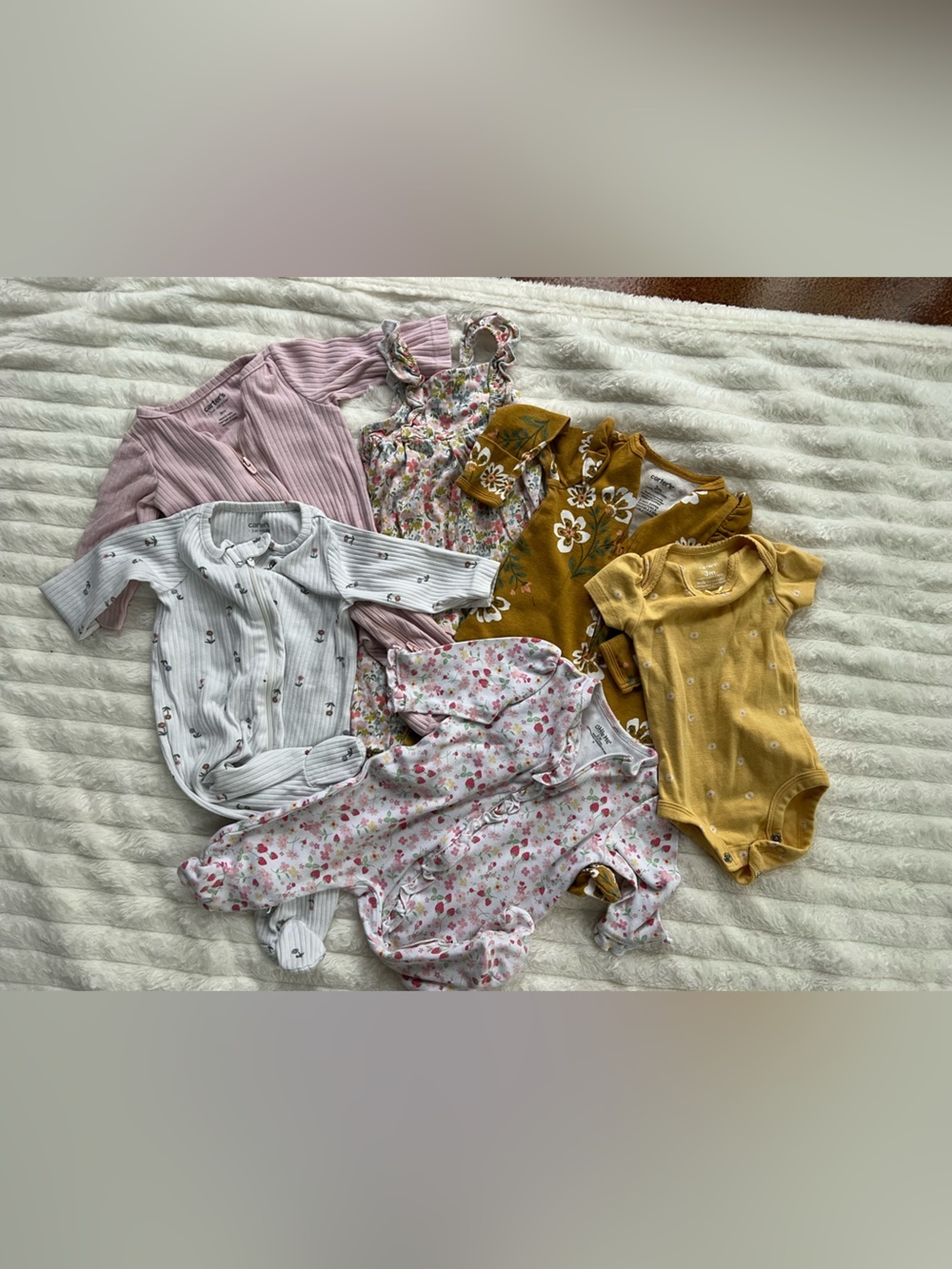 Baby Girl 3M Floral sleeper Bundle Carter’s Little Me Pink Cottagecore Set